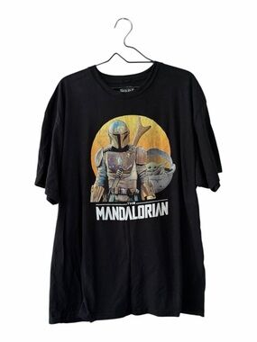 Star Wars The Mandalorian Men’s Black Graphic T Shirt Size 2XL Oversized Tee